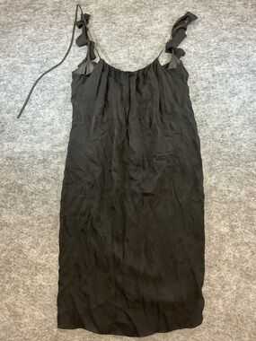 L’AGENCE Black Ruffled Silk Midi Dress C9